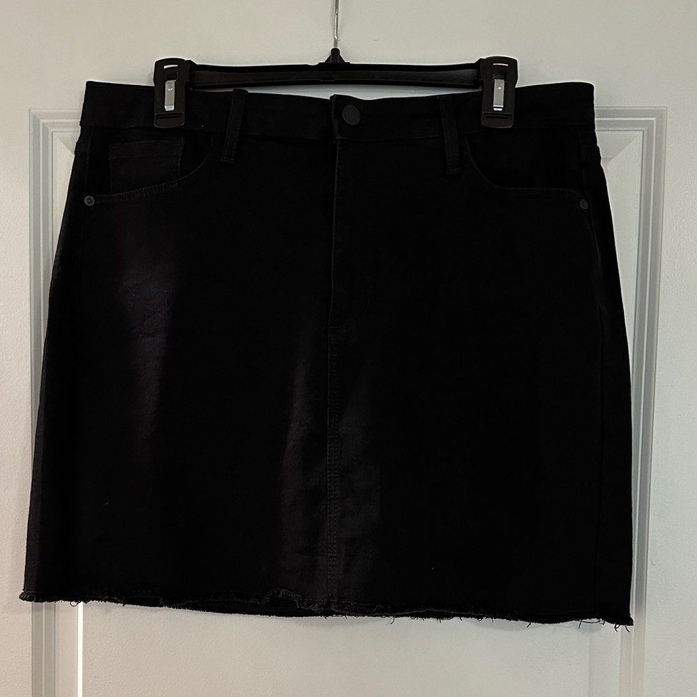 Just Black Frayed Black Jean Mini Skirt